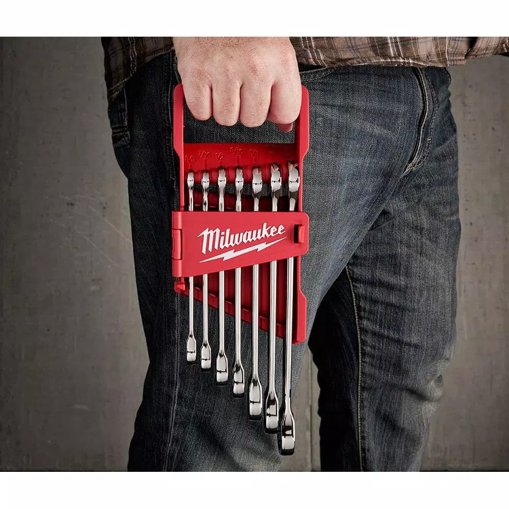 Milwaukee 7-Piece SAE Ratcheting Combination Wrench Set