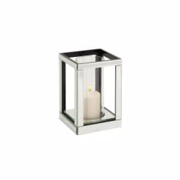 LITTON LANE 10 in. Silver Wood and Clear Glass Candle Holder, Modern Glam Candlestick thumbnail 2