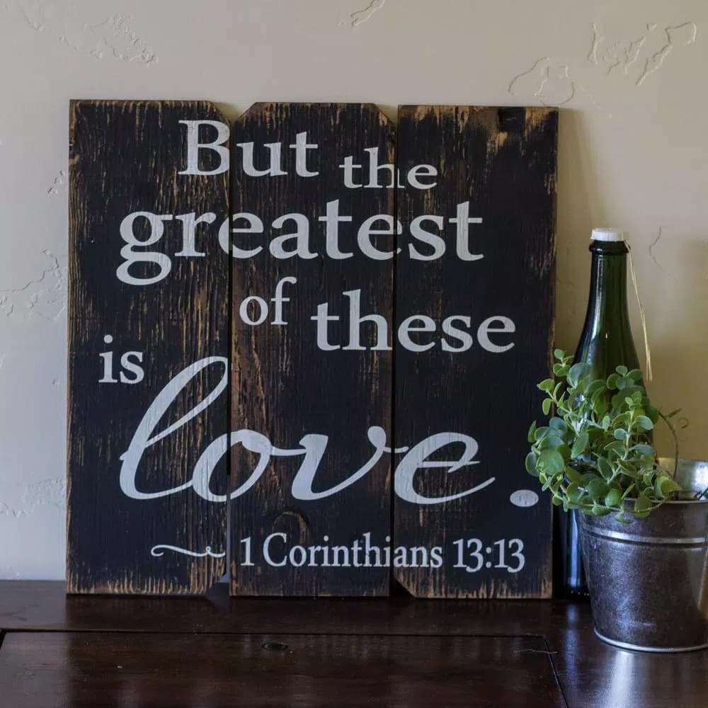 Unbranded But The Greatest of These is Love 16 in. x 16 in. Wood Wall Art Sign