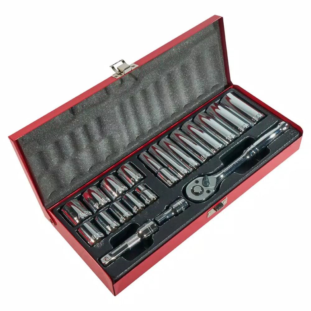 Klein Tools 20-Piece 3/8 in. Drive Socket Wrench Set with Metal Storage Case