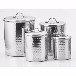 Old Dutch 4-Piece Stainless Steel Hammered Canister Set with Fresh Seal Covers thumbnail 2