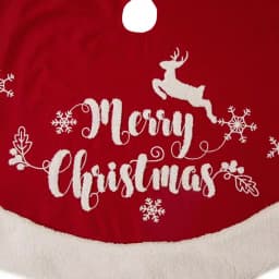 Glitzhome 48 in. Merry Christmas Fabric Tree Skirt with Reindeer and Snowflake Pattern thumbnail 4