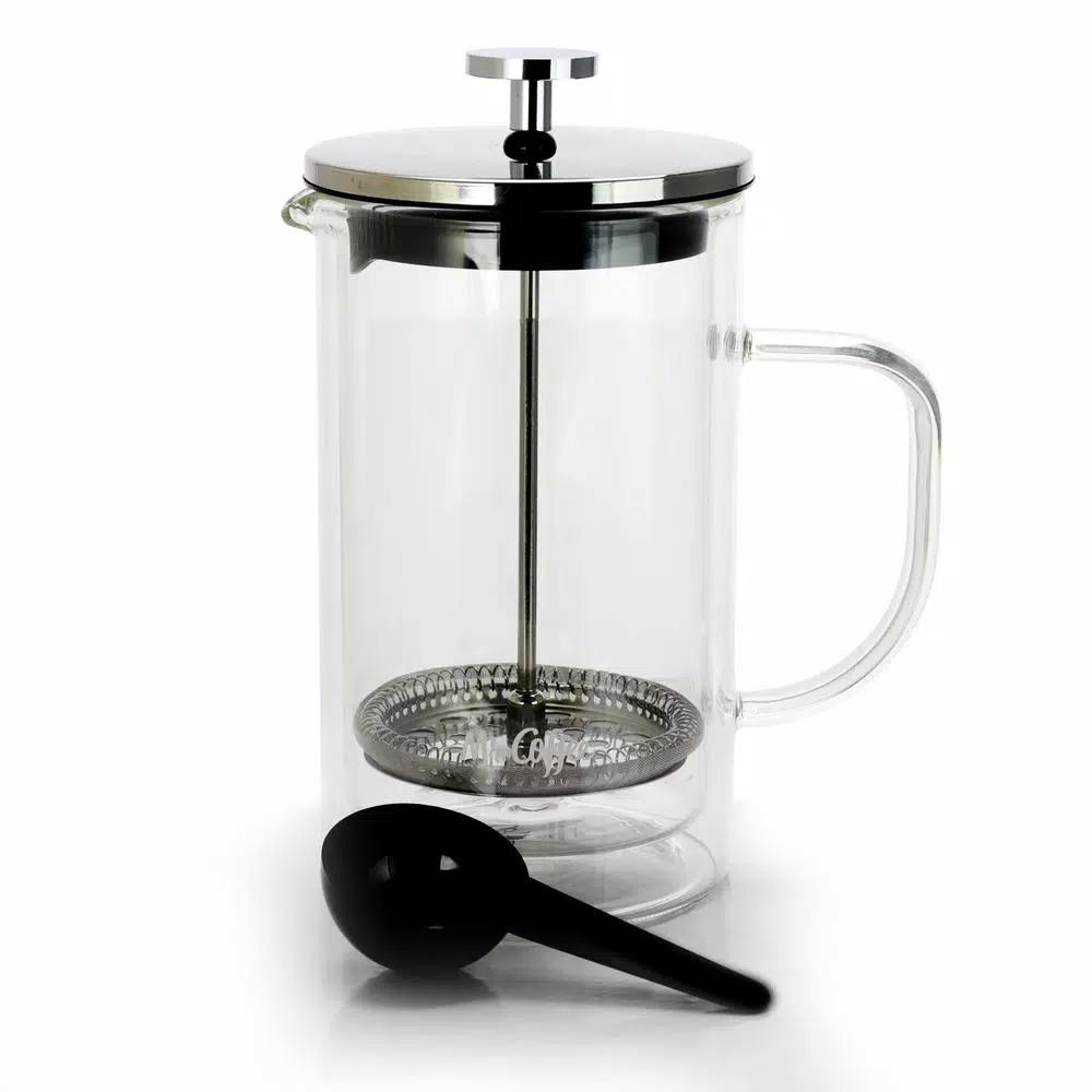 Mr. Coffee Hyland 20 oz French Press Coffee Maker with Scoop, Clear Glass