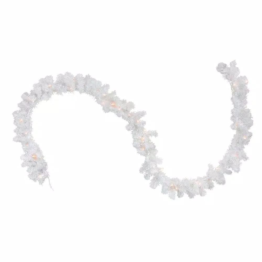 Northlight 9 ft. Pre-Lit Snow White Artificial Christmas Garland with 50 Clear Mini Lights