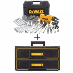 DEWALT 142-Piece Mechanics Tool Set with Bonus TOUGHSYSTEM 22 in. 2-Drawer Tool Box thumbnail 1
