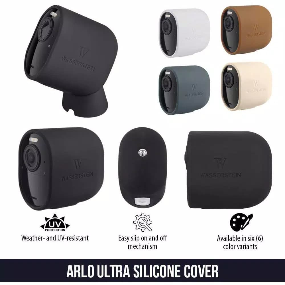 Wasserstein Protective Silicone Skins for Arlo Ultra, Ultra 2, Pro 3, and Pro 4 - 3-Pack, Black