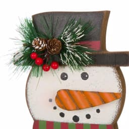 Glitzhome 6.5 in. Snowman Head Wooden and Metal Stocking Holder, Festive Holiday Decor thumbnail 3