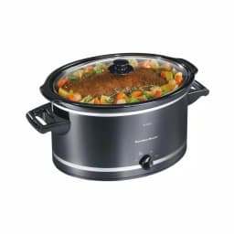 Hamilton Beach 8 Qt. Black Oval Slow Cooker with Glass Lid and Temperature Settings thumbnail 1