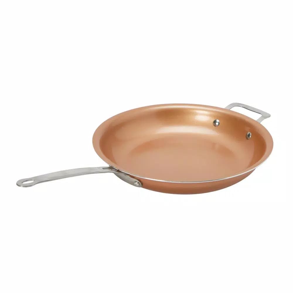 Unbranded Kitchen Details 12 in. Aluminum Nonstick Copper Frying Pan with Induction Bottom