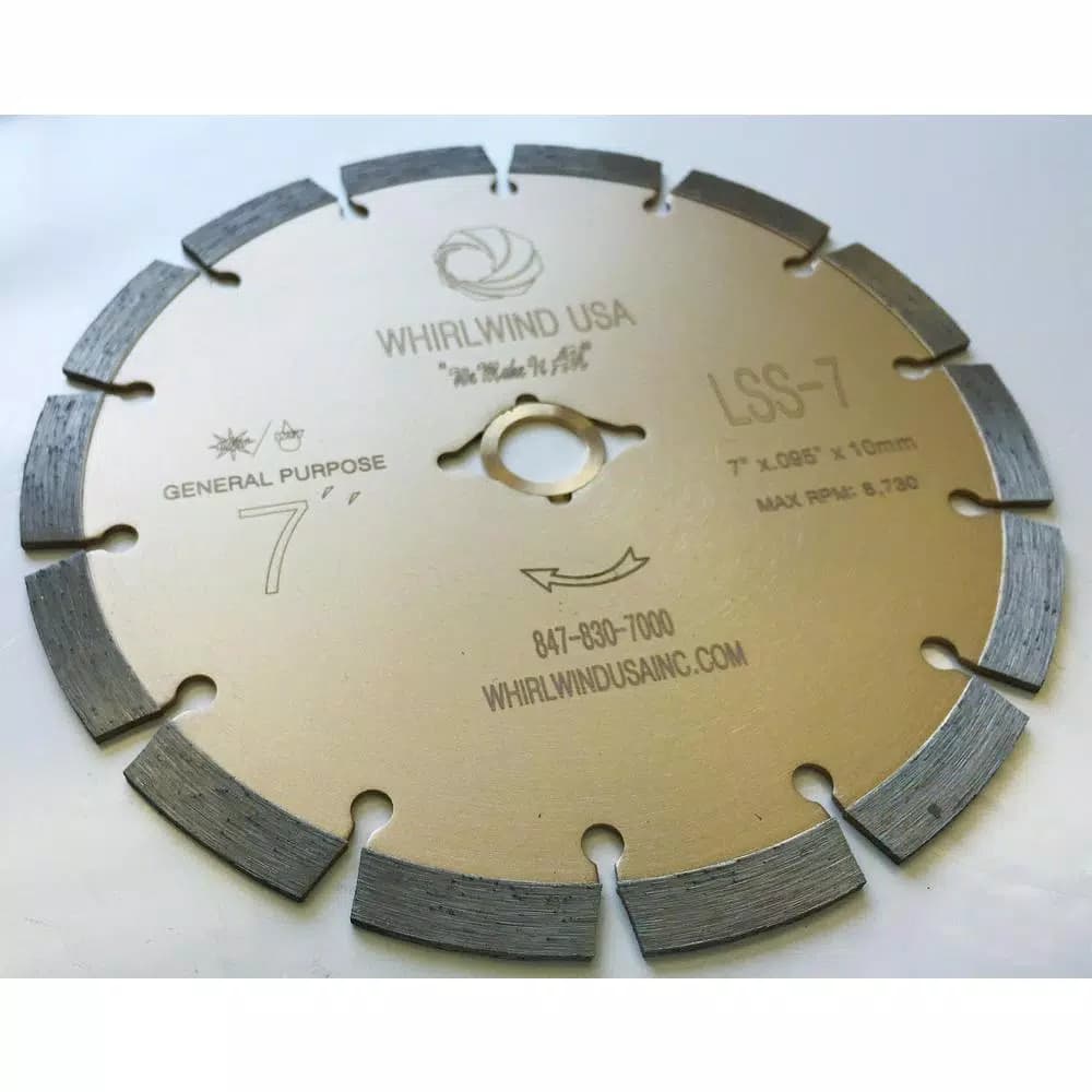 Whirlwind USA 7 in. Segmented Diamond Blade for Concrete, Stone, Brick, and Masonry