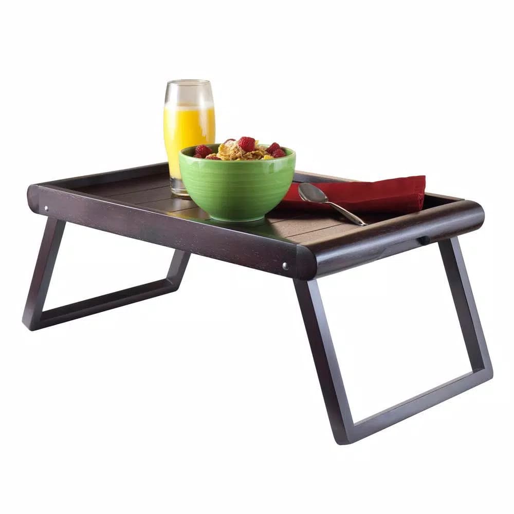Winsome Elise Bed Tray with U-Leg Design and Wainscoting Top, Dark Espresso