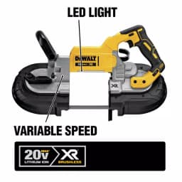 DEWALT 20V MAX XR Cordless Brushless Deep Cut Band Saw & 4-1/2 in. Grinder Kit with 5.0Ah Battery and Charger thumbnail 3