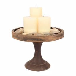 Stonebriar Collection 9 in. Rustic Wooden Pedestal Tray - Farmhouse Style Candle Holder & Centerpiece thumbnail 1