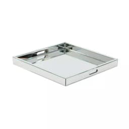 LITTON LANE 20 in. Square Modern Silver Decorative Mirror Tray with Polished Aluminum Exterior thumbnail 1