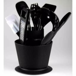 Home Basics 14-Piece Kitchen Tool Set with Revolving Storage Crock, Black thumbnail 3
