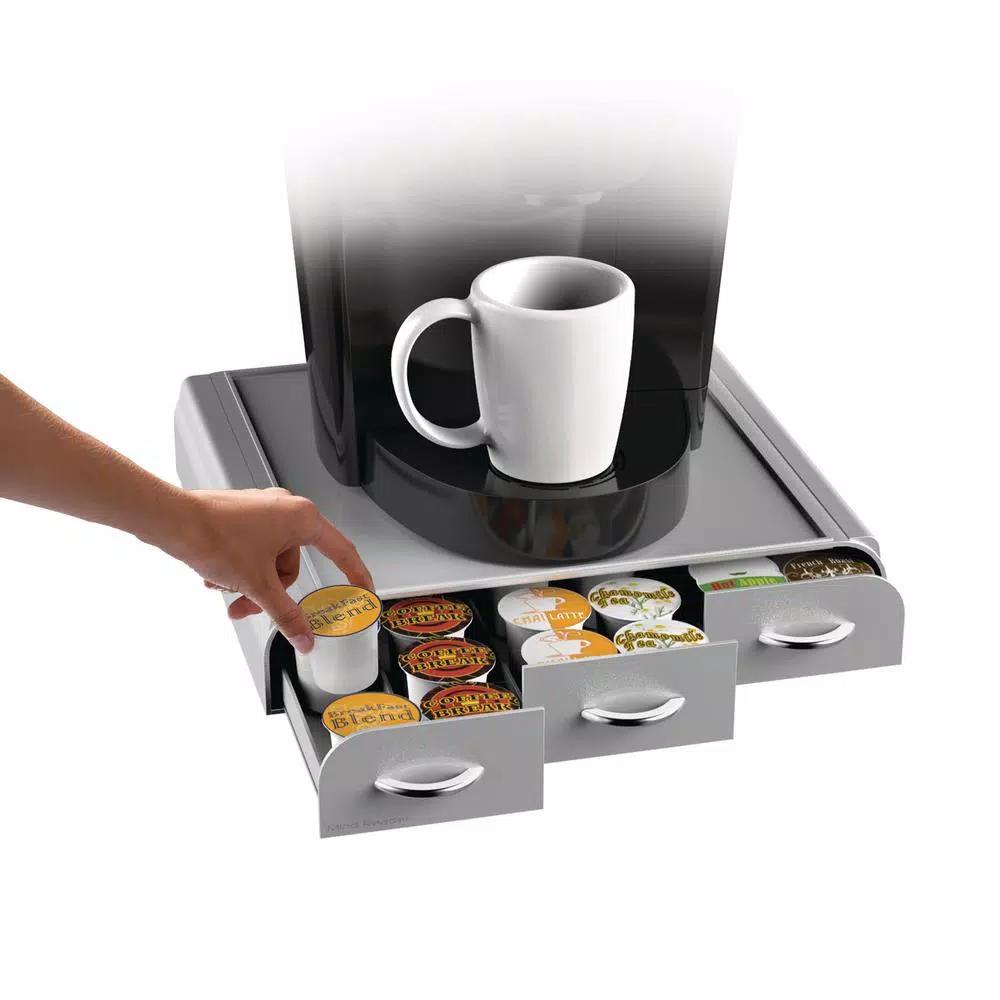 Mind Reader 36 Capacity Single Serve Coffee Pod Holder Drawer, Silver - Compatible with Keurig, Dolce Gusto, CBTL & Verismo