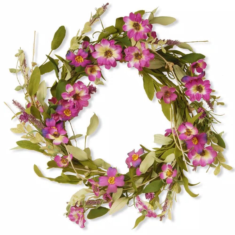 National Tree Company Garden Accents 20 in. Purple Daisy and Lavender Flower Wreath