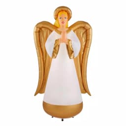 Airblown 8 ft. Inflatable Fuzzy Luxe Angel with Gold Metallic Accents - Religious Christmas Decor thumbnail 1
