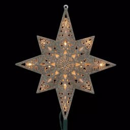 GE Holiday Classics 11 in. 16-Light Silver Glittered Bethlehem Star Tree Topper thumbnail 2