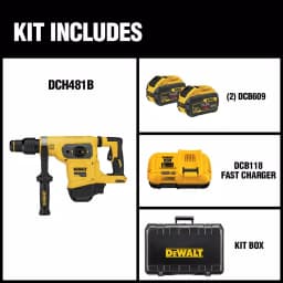 DEWALT DCH481X2 60V MAX FLEXVOLT SDS-Max Rotary Hammer Kit with (2) 9.0Ah Batteries thumbnail 2