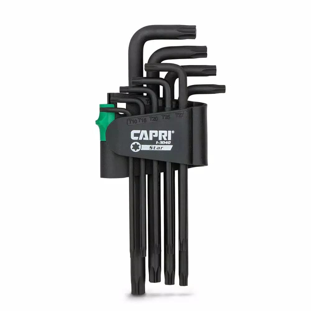 Capri Tools S2 Steel Long Arm Torx Key Wrench Set, 9-Piece