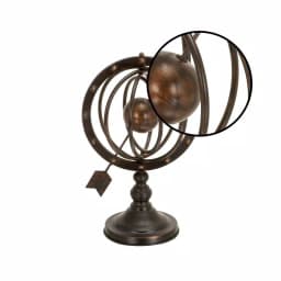 LITTON LANE 17" Nautical Iron Armillary Sphere Decor with Tarnished Brass Finish and Wood-Style Stand thumbnail 3