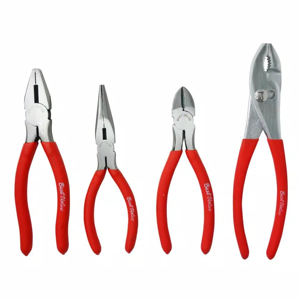 Best Value 4-Piece High Carbon Steel Plier Set with Anti-Slip Red Handles