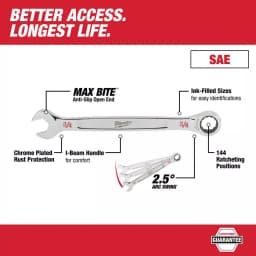 Milwaukee 15-Piece SAE Ratcheting Combination Wrench Set thumbnail 3