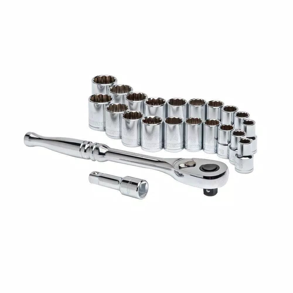 Husky 22-Piece 1/2 in. Drive Ratchet and SAE/Metric Socket Set