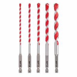 Milwaukee SHOCKWAVE Carbide Hammer Drill Bit Set, 5-Piece Masonry Bit Kit thumbnail 1