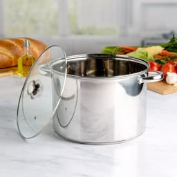 Ecolution Pure Intentions 12 Qt. Stainless Steel Stock Pot with Glass Lid thumbnail 1