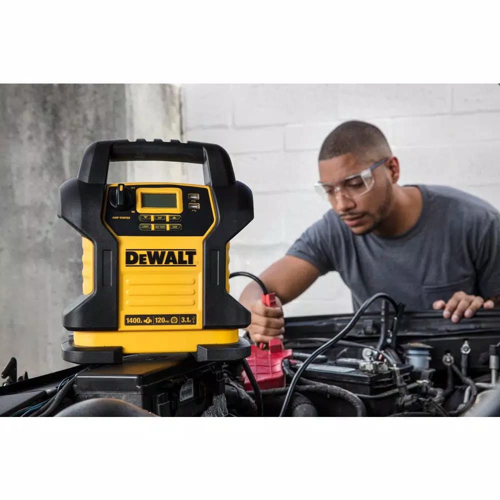 DEWALT 1400 Peak Amp Jump Starter with 120 PSI Digital Air Compressor and LED Work Light