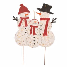 Glitzhome 29.92 in. Rusty Metal Snowman Family Christmas Yard Stake and Wall Decor thumbnail 1