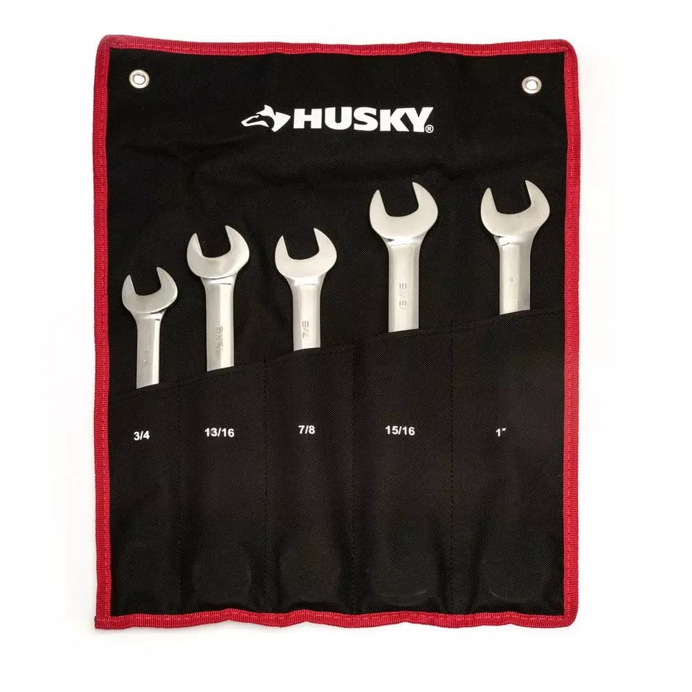 Husky 5-Piece Large SAE Reversible Ratcheting Wrench Set