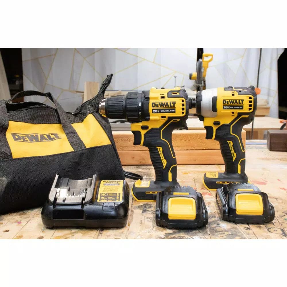 DEWALT ATOMIC 20V MAX Brushless Cordless 2-Tool Combo Kit with (2) 1.3Ah Batteries, Charger & Bag