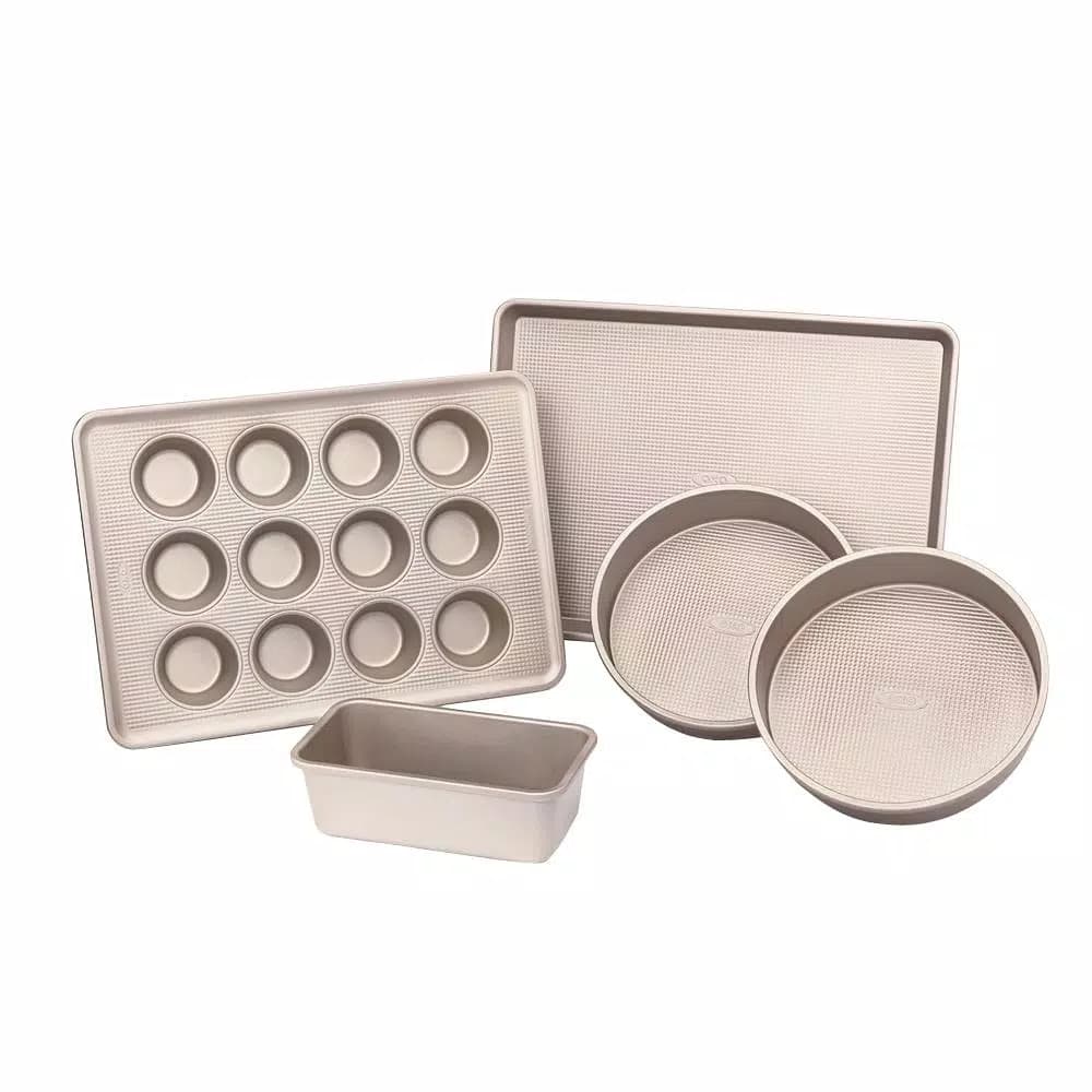 OXO Good Grips Non-Stick Pro 5-Piece Bakeware Set, Heavy-Gauge Aluminized Steel, Bronze