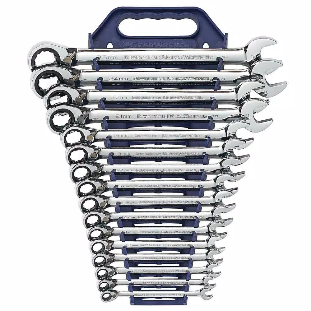 GearWrench 16-Piece Metric Reversible Ratcheting Combination Wrench Set