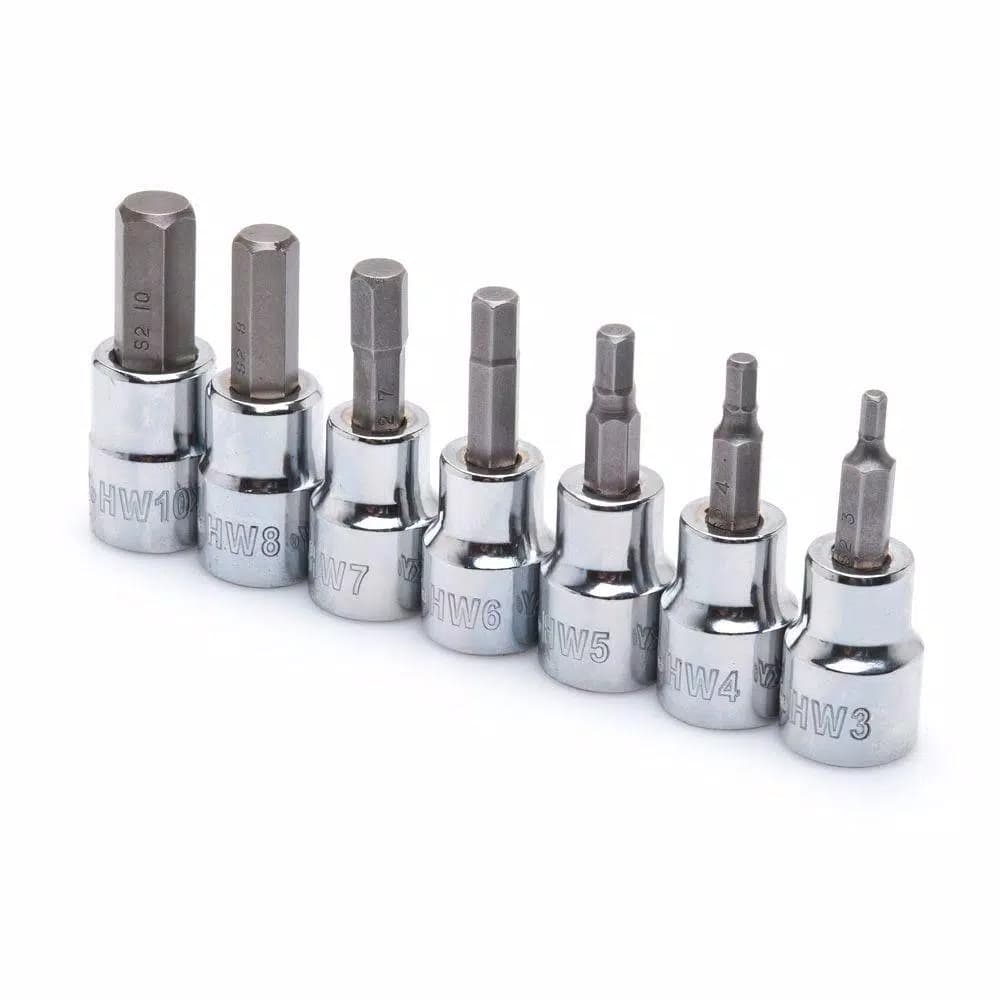 Husky 7-Piece Metric Hex Bit Socket Set, 3/8 in. Drive
