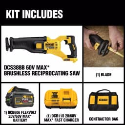 DEWALT DCS388T1 FLEXVOLT 60V MAX Cordless Brushless Reciprocating Saw Kit with 6.0Ah Battery and Charger thumbnail 2