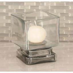LITTON LANE 6 in. Cube-Shaped Frosted Glass Hurricane Candle Holders, Set of 2 thumbnail 1