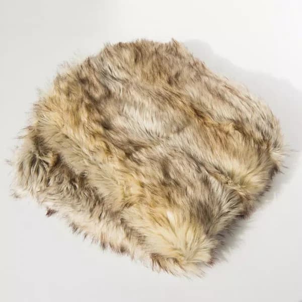Best Home Fashion Kitt Fox Faux Fur Throw Blanket, 54 in. x 36 in., Grey and Ivory