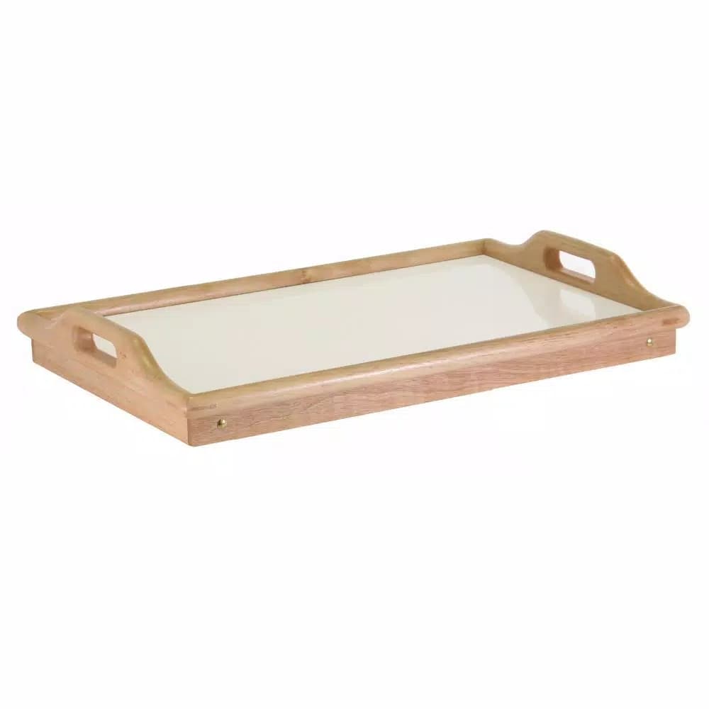 Winsome Sherwood Breakfast Bed Tray, Natural Wood and Melamine Serving Tray with Foldable Legs