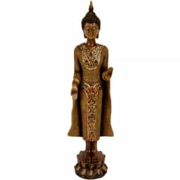 Oriental Furniture 20 in. Gold Thai Buddha Statue - Resin Decorative Sculpture thumbnail 1