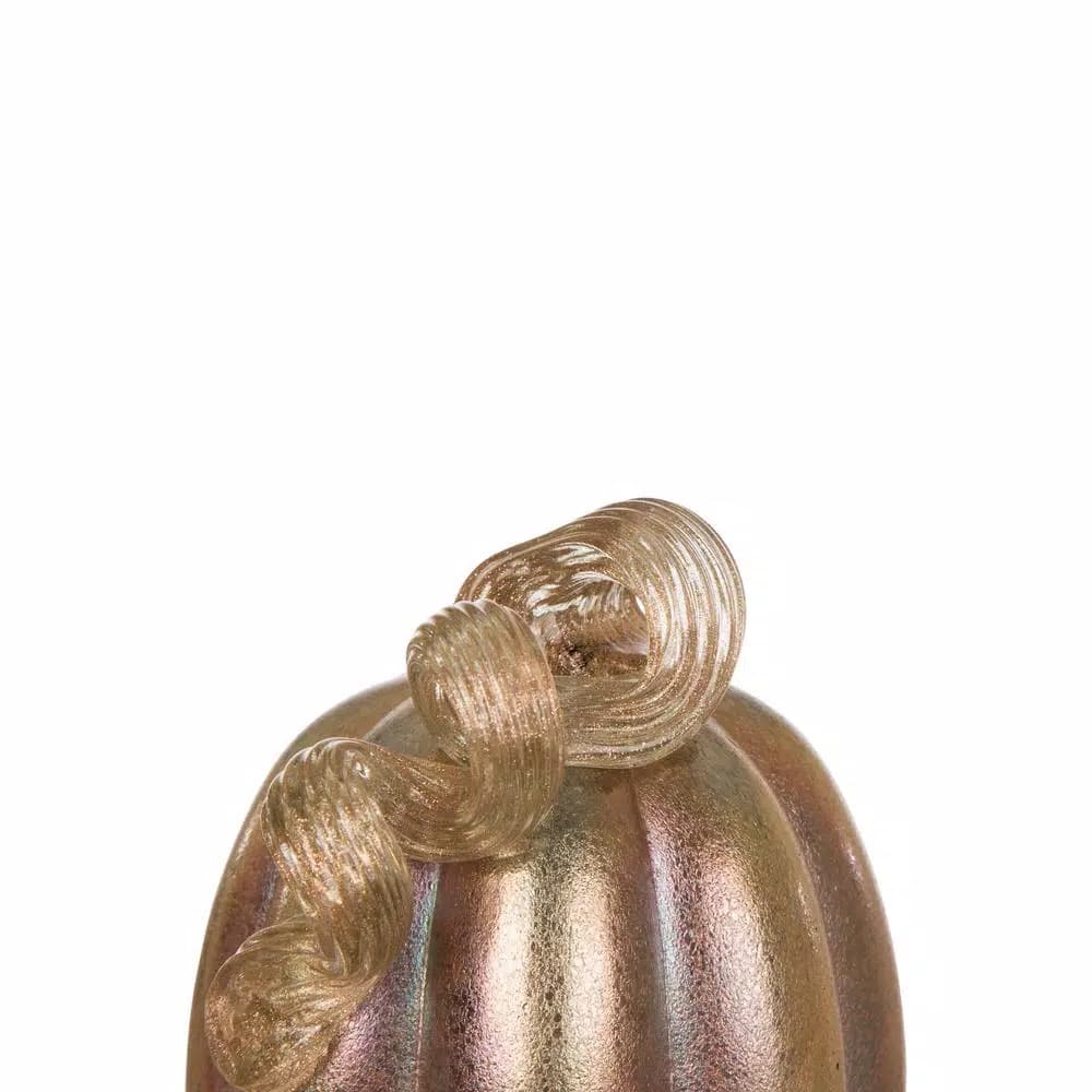 Glitzhome Blue and Gold Glittery Glass Pumpkin Decor, 5.91 in. H
