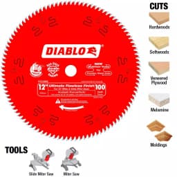 Diablo 12 in. 100-Teeth Ultimate Polished Finish Carbide Circular Saw Blade thumbnail 6