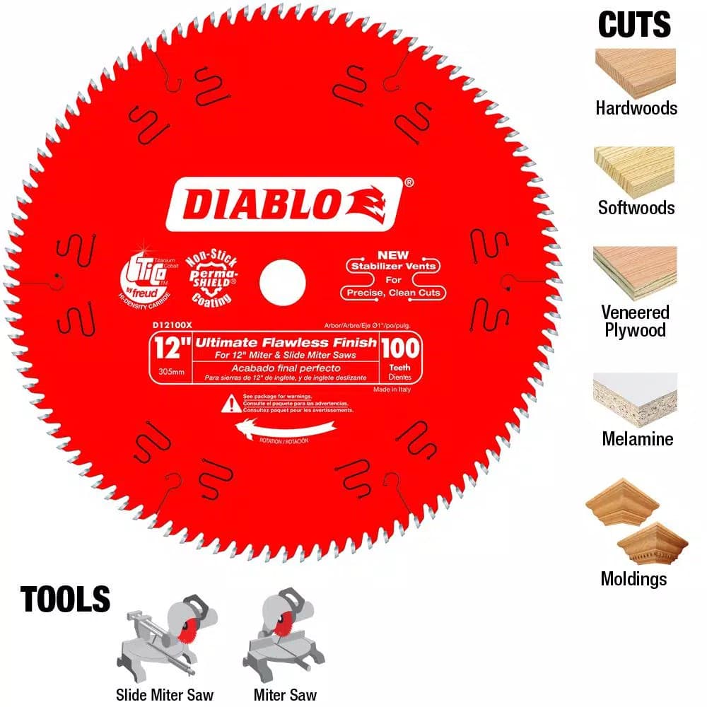 Diablo 12 in. 100-Teeth Ultimate Polished Finish Carbide Circular Saw Blade