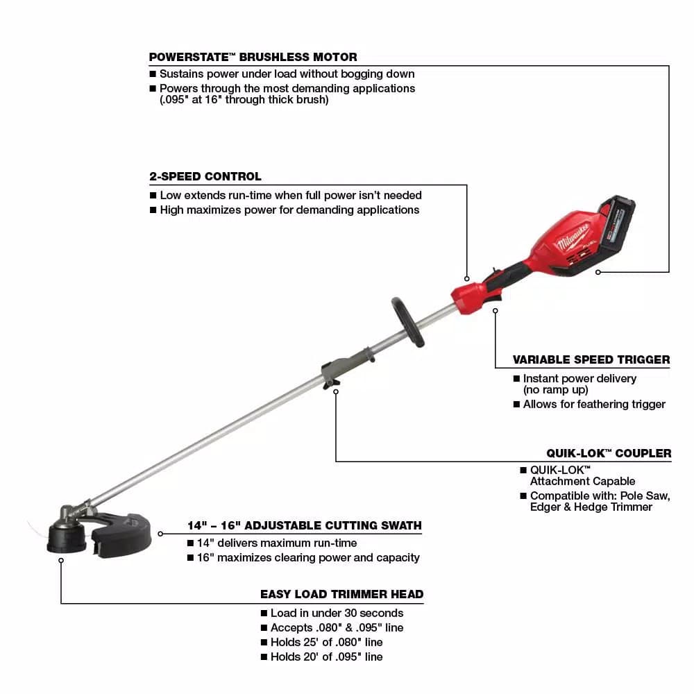 Milwaukee M18 FUEL 18V Brushless Cordless String Trimmer Kit with QUIK-LOK Edger Attachment