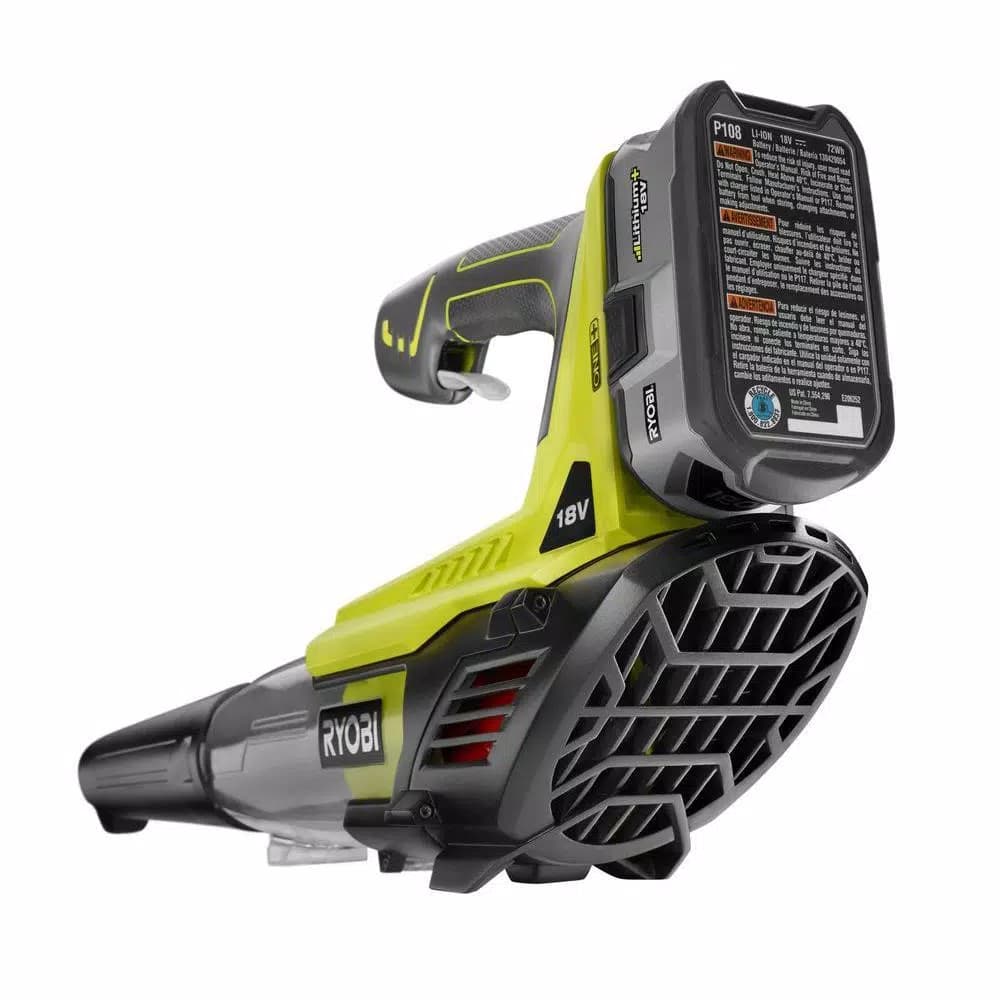 RYOBI 18V ONE+ Cordless Jet Fan Leaf Blower Kit with 4Ah Battery and Charger, 100 MPH, 280 CFM