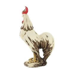 LITTON LANE 15 in. Rooster Decorative Sculpture - White, Red, and Brown Farmhouse Statuary thumbnail 2