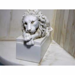 Unbranded Lion Decorative Trinket Box - White Marble Look Resin Jewelry & Keepsake Holder thumbnail 2